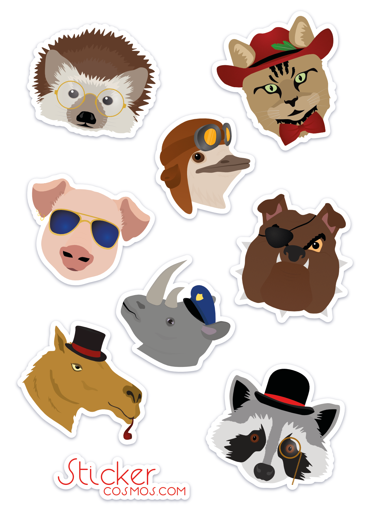 Vinyl stickers sheet FUNKY ANIMALS 1