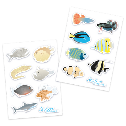 Reflective stickers sheet FISH MIX