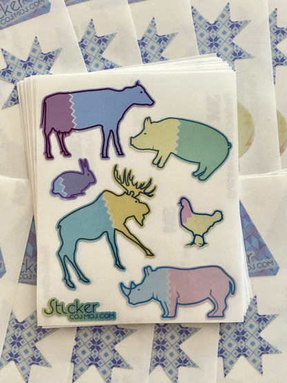 Reflective stickers on sheet ANIMALS