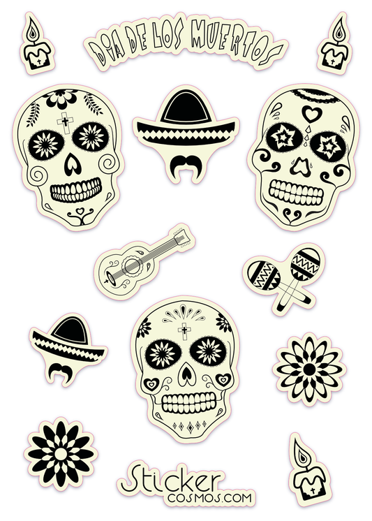 Glow-in-the-dark sticker sheets DIA DE LOS MUERTOS 2