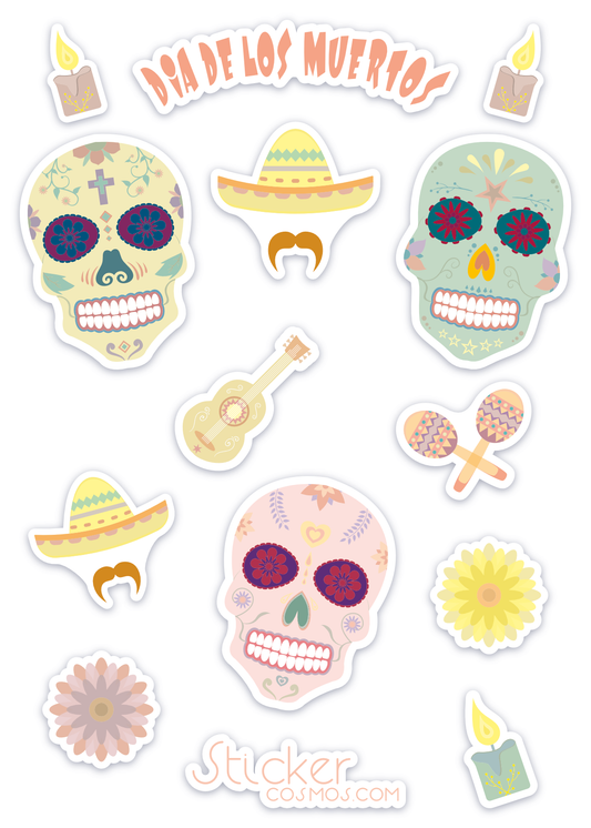 Reflective stickers sheet DIA DE LOS MUERTOS