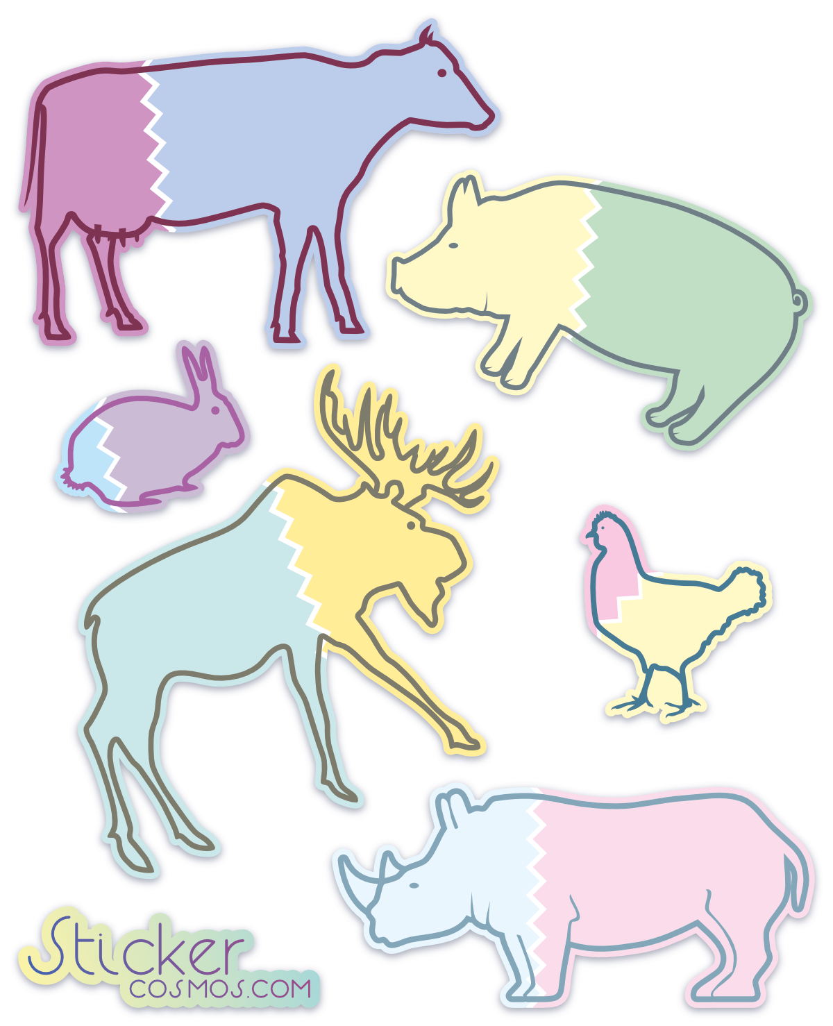 Reflective stickers on sheet ANIMALS