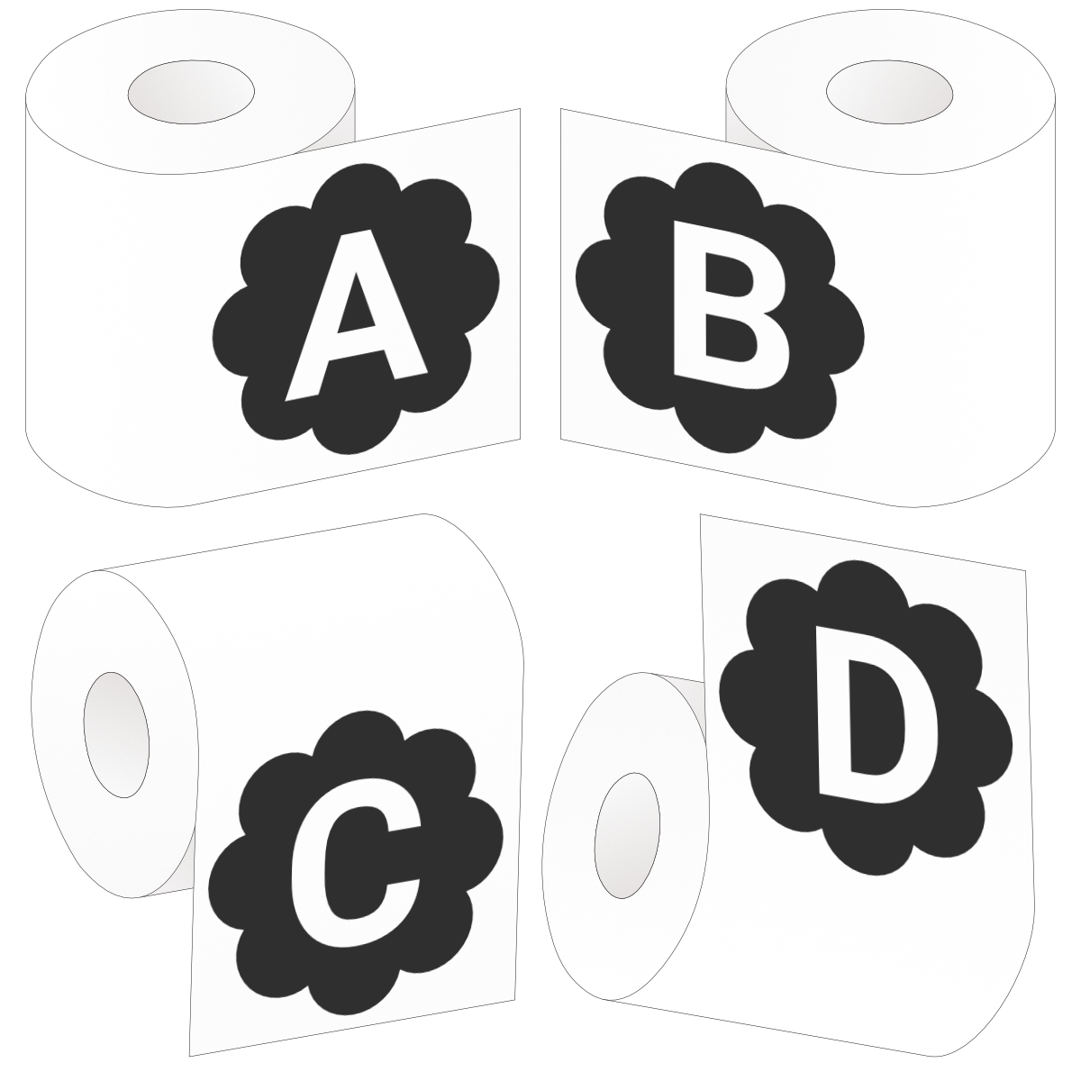 Custom Cut Labels in Roll - paper, black and white print