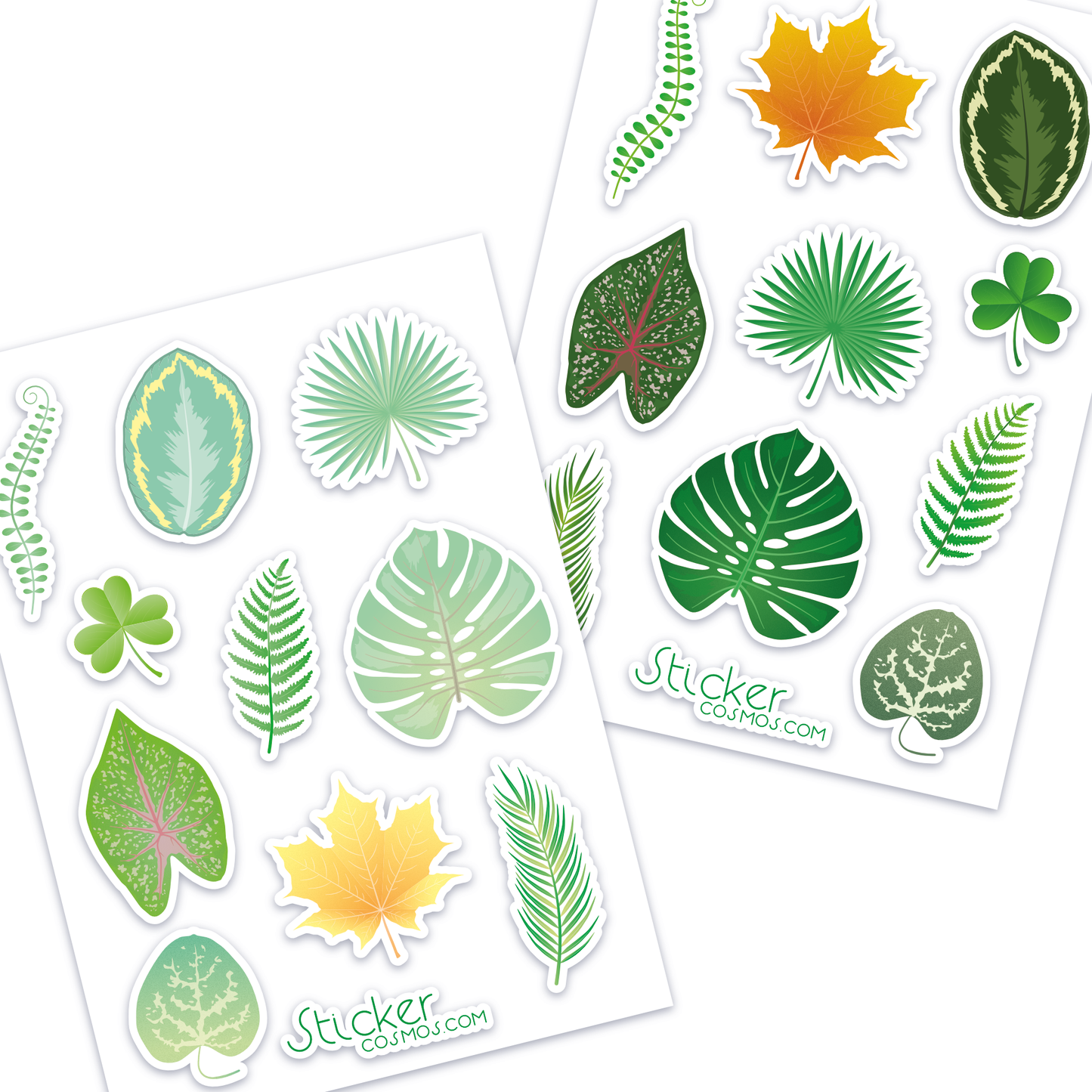 Vinyl & reflective stickers sheet MIX LEAVES