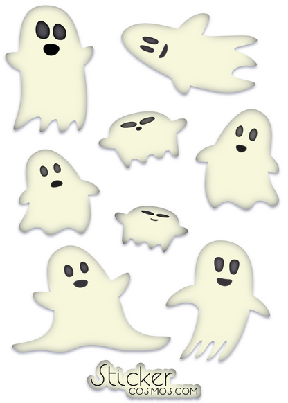 Glow-in-the-dark sticker sheets GHOSTS 1