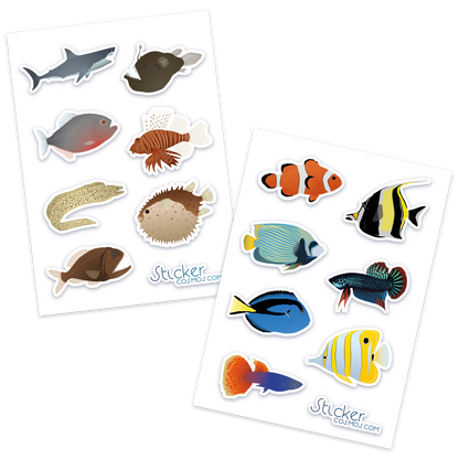 Vinyl stickers sheet FISH MIX