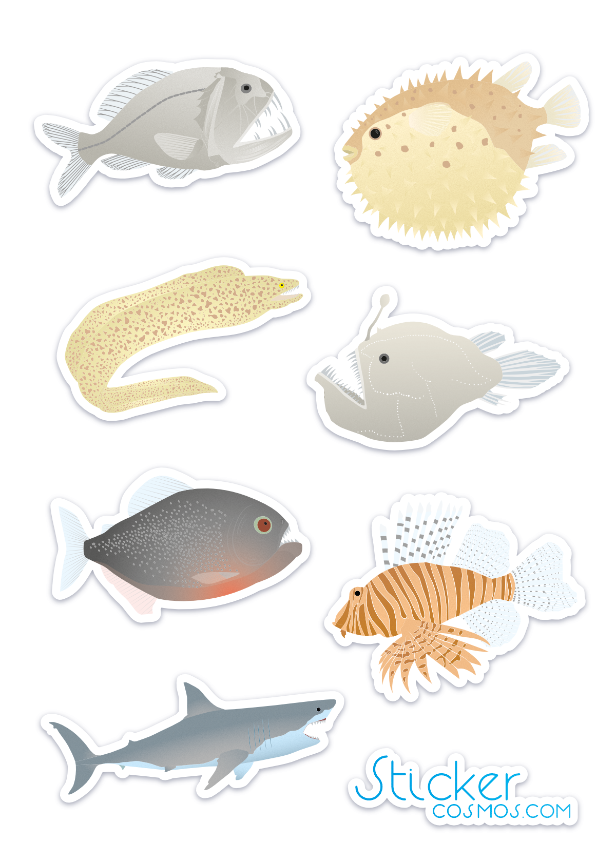 Reflective stickers sheet FISH MIX