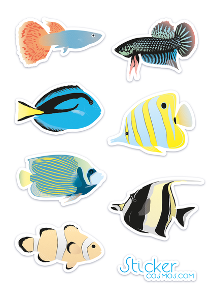 Reflective stickers sheet FISH MIX