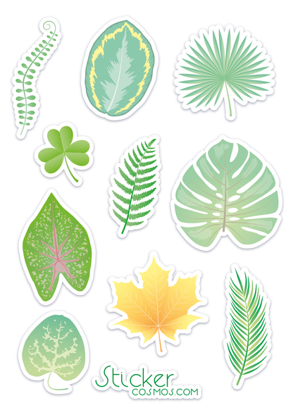 Vinyl & reflective stickers sheet MIX LEAVES