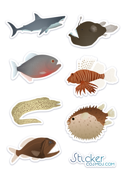 Vinyl stickers sheet FISH MIX