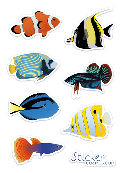 Vinyl stickers sheet FISH MIX