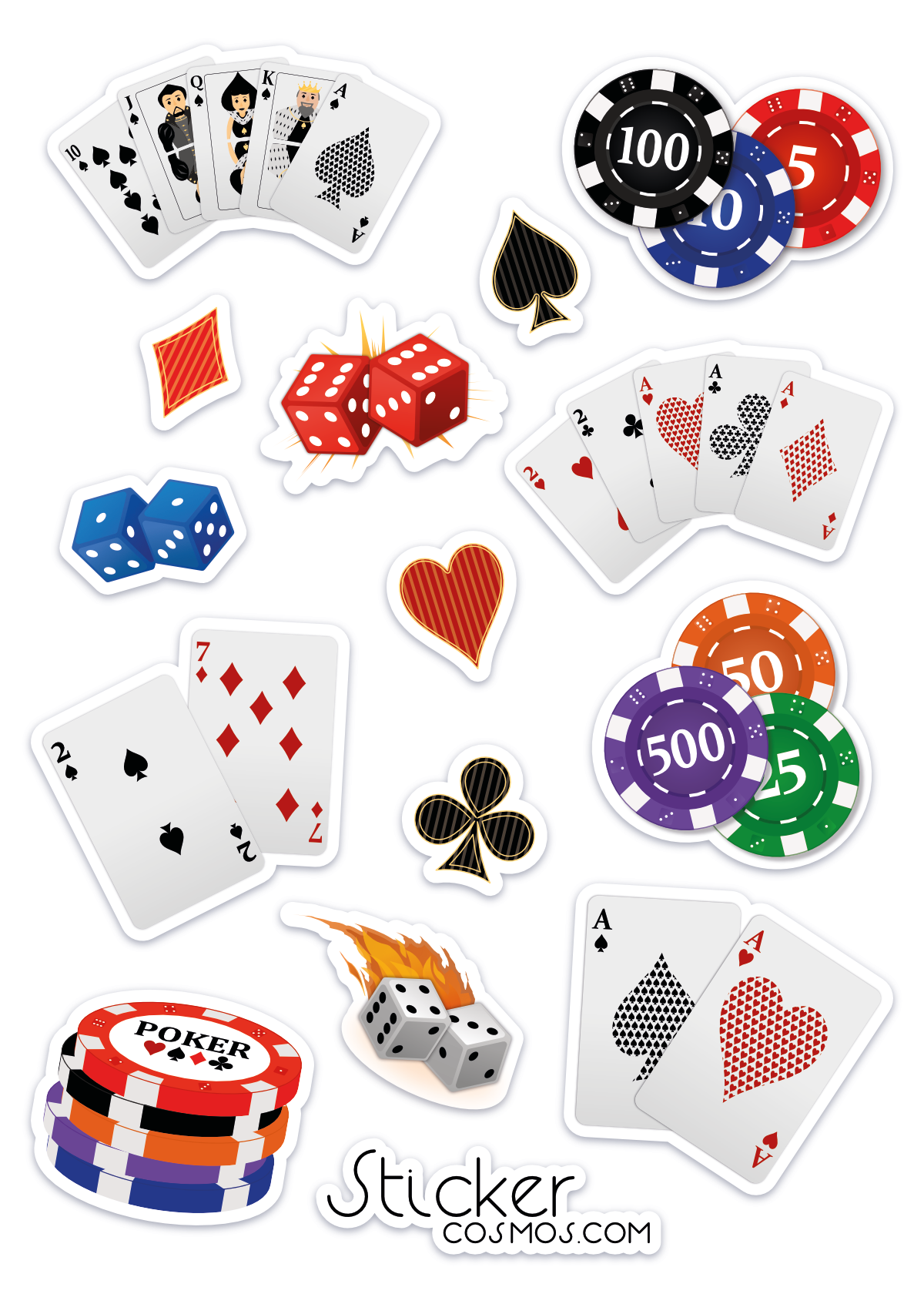 Vinyl stickers sheet ROYAL FLUSH