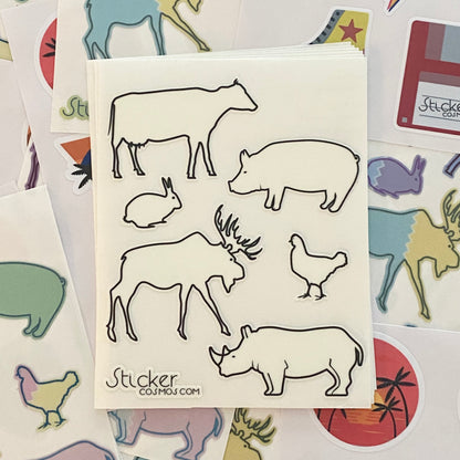 Glow-in-the-dark sticker sheets ANIMALS