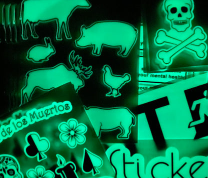 Glow-in-the-dark sticker sheets ANIMALS