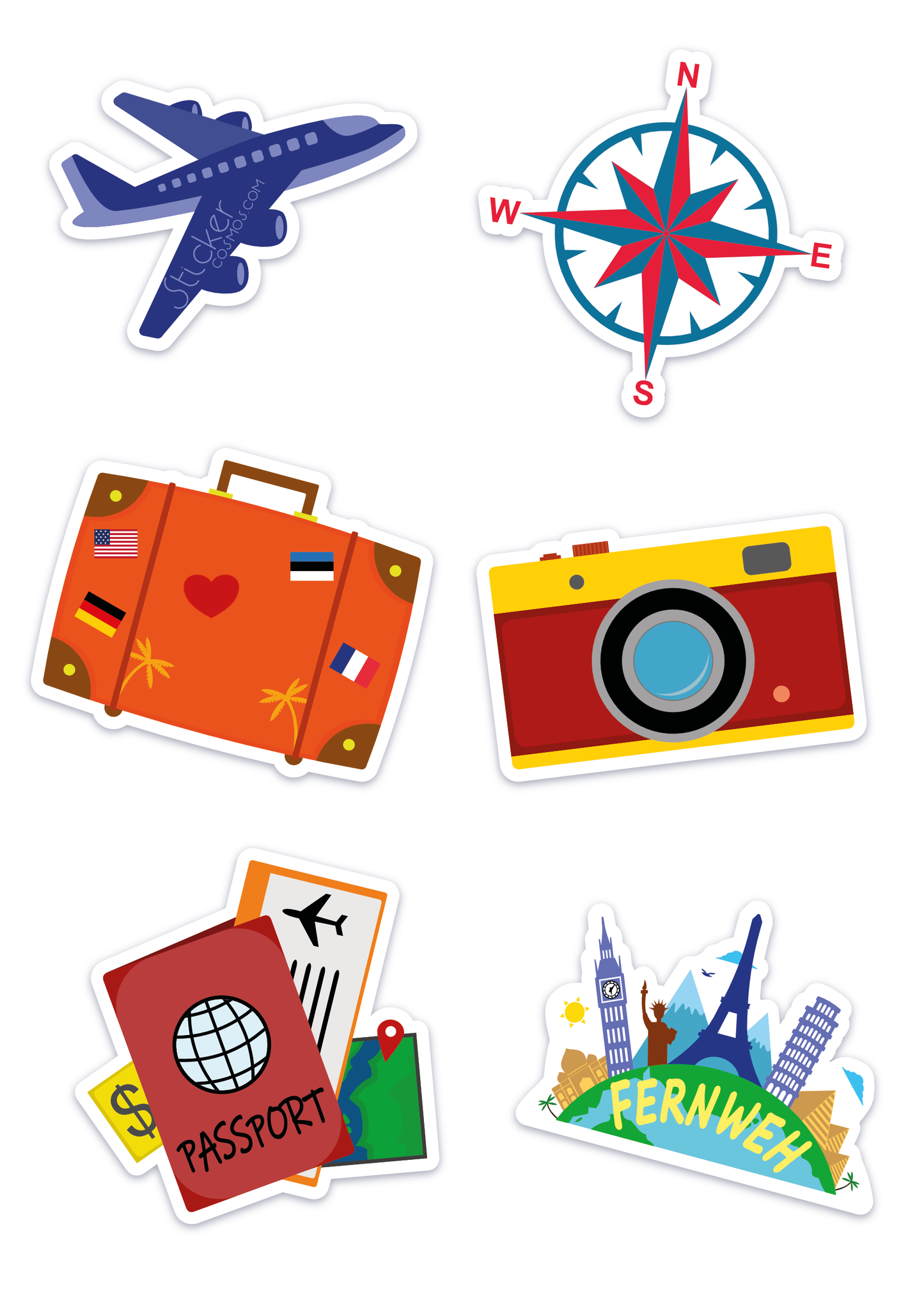 Vinyl stickers sheet TRAVEL